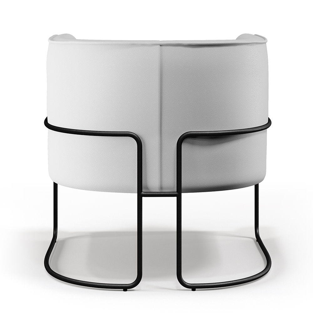 Kit 02 Poltronas Decorativas Fixas Base De Aço Preto Betina D02 Corano Branco C-12 - Lyam Decor
