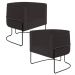 Kit 02 Poltronas Decorativas Fixas Base De Aço Preto Betina D02 Corano Marrom B-98 - Lyam Decor
