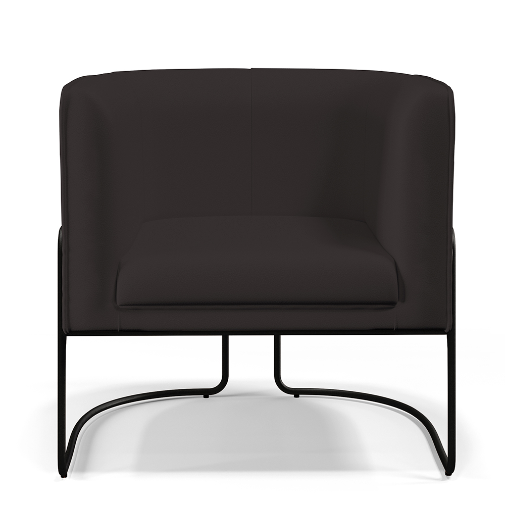 Kit 02 Poltronas Decorativas Fixas Base De Aço Preto Betina D02 Corano Marrom B-98 - Lyam Decor