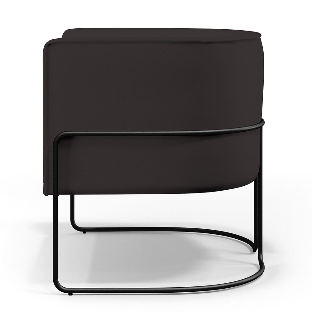 Kit 02 Poltronas Decorativas Fixas Base De Aço Preto Betina D02 Corano Marrom B-98 - Lyam Decor
