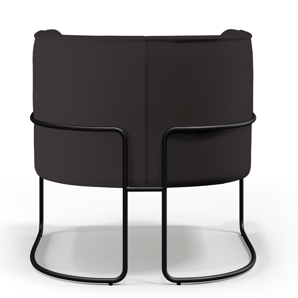 Kit 02 Poltronas Decorativas Fixas Base De Aço Preto Betina D02 Corano Marrom B-98 - Lyam Decor
