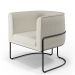 Kit 02 Poltronas Decorativas Fixas Base De Aço Preto Betina D02 Linho Champagne A-49 - Lyam Decor