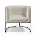 Kit 02 Poltronas Decorativas Fixas Base De Aço Preto Betina D02 Linho Champagne A-49 - Lyam Decor
