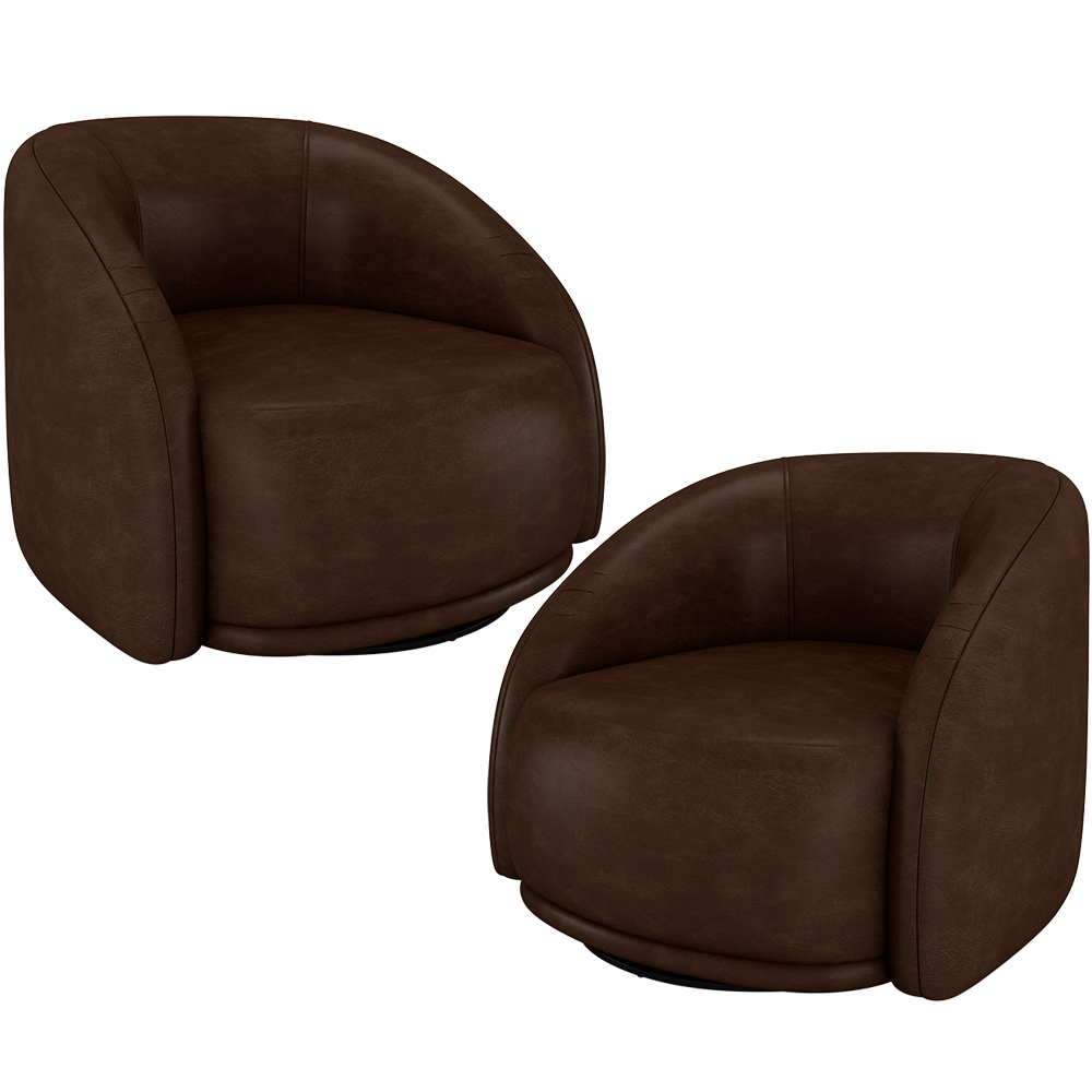 Kit 02 Poltronas Decorativas Giratória Angelina M03 Couríssimo Marrom - Lyam Decor