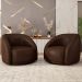 Kit 02 Poltronas Decorativas Giratória Angelina M03 Couríssimo Marrom - Lyam Decor