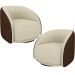 Kit 02 Poltronas Decorativas Giratória Angelina M03 Couríssimo Marrom Bouclê Bege - Lyam Decor