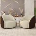 Kit 02 Poltronas Decorativas Giratória Angelina M03 Couríssimo Marrom Bouclê Bege - Lyam Decor