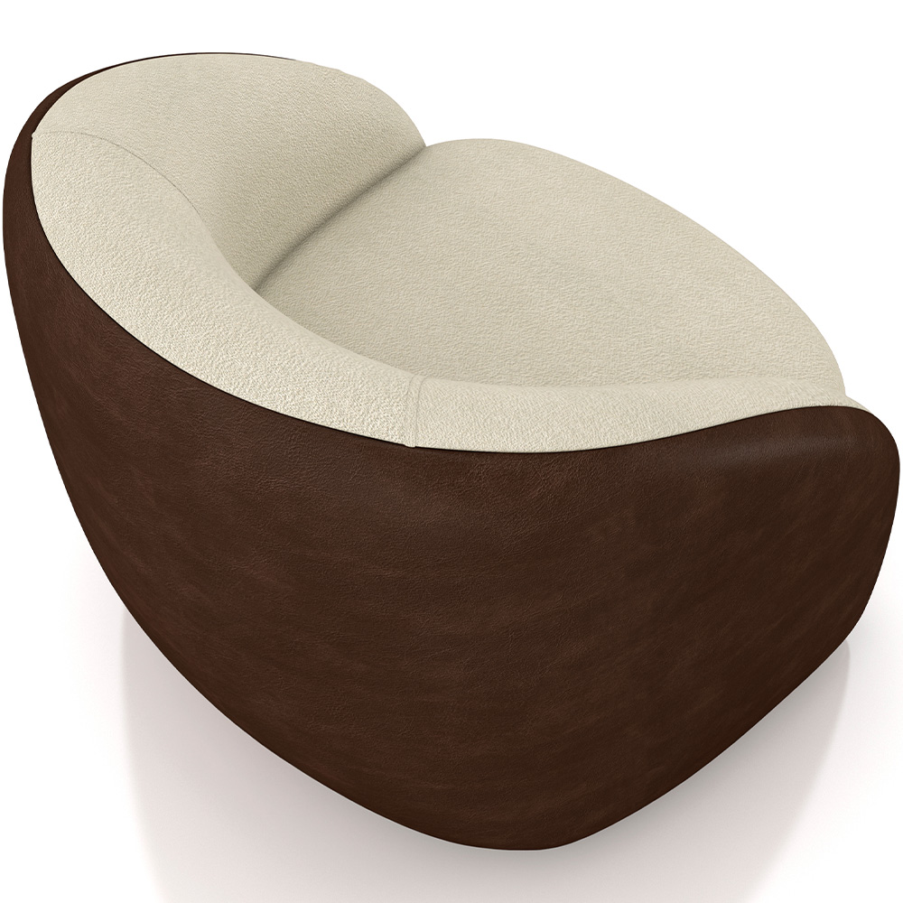 Kit 02 Poltronas Decorativas Giratória Angelina M03 Couríssimo Marrom Bouclê Bege - Lyam Decor