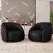 Kit 02 Poltronas Decorativas Giratória Angelina M03 Couríssimo Preto - Lyam Decor
