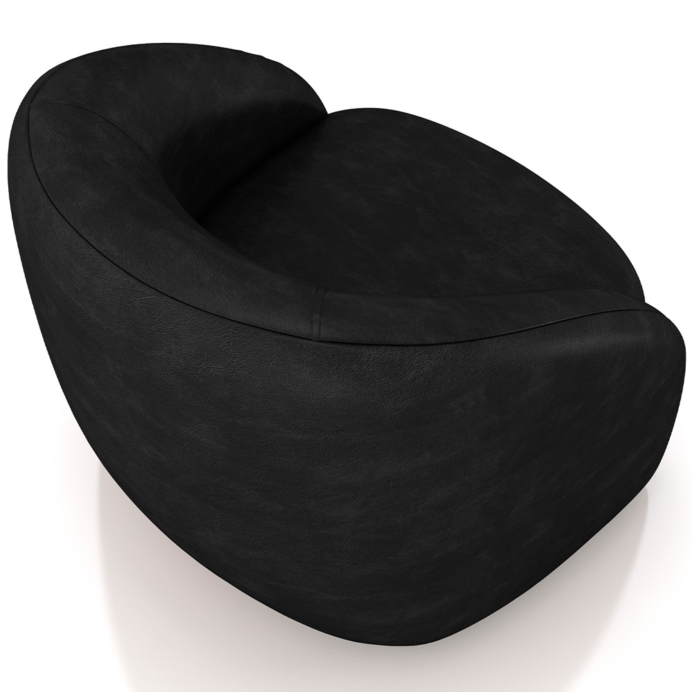 Kit 02 Poltronas Decorativas Giratória Angelina M03 Couríssimo Preto - Lyam Decor
