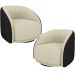 Kit 02 Poltronas Decorativas Giratória Angelina M03 Couríssimo Preto Bouclê Bege - Lyam Decor