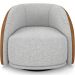 Kit 02 Poltronas Decorativas Giratória Angelina M03 Couríssimo Whisky Linho Cinza - Lyam Decor