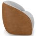 Kit 02 Poltronas Decorativas Giratória Angelina M03 Couríssimo Whisky Linho Cinza - Lyam Decor