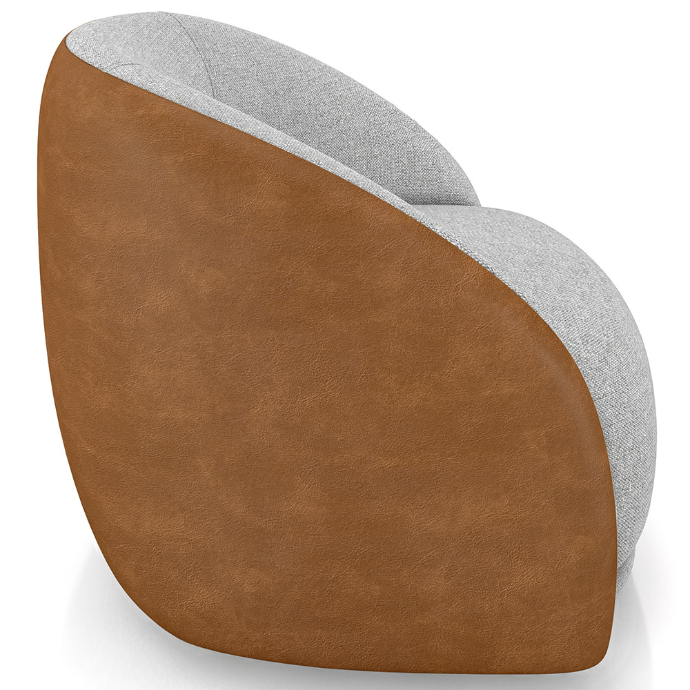 Kit 02 Poltronas Decorativas Giratória Angelina M03 Couríssimo Whisky Linho Cinza - Lyam Decor