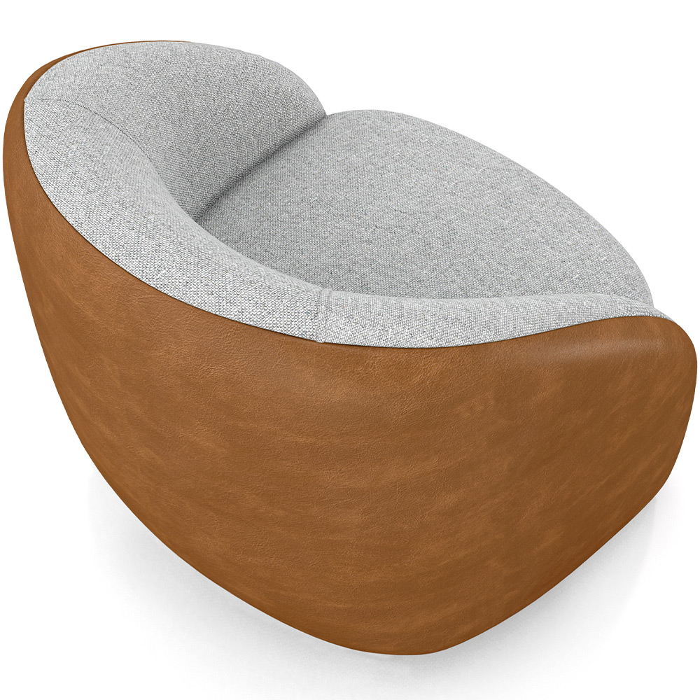 Kit 02 Poltronas Decorativas Giratória Angelina M03 Couríssimo Whisky Linho Cinza - Lyam Decor