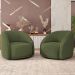 Kit 02 Poltronas Decorativas Giratória Angelina M03 Linho Verde - Lyam Decor