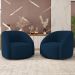 Kit 02 Poltronas Decorativas Giratória Angelina M03 Veludo Azul Marinho - Lyam Decor