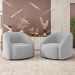 Kit 02 Poltronas Decorativas Giratória Angelina M03 Veludo Cinza - Lyam Decor