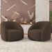 Kit 02 Poltronas Decorativas Giratória Angelina M03 Veludo Marrom - Lyam Decor