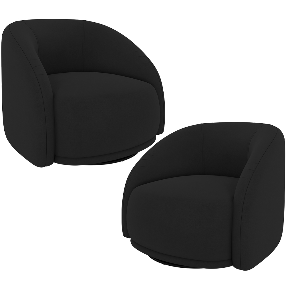 Kit 02 Poltronas Decorativas Giratória Angelina M03 Veludo Preto - Lyam Decor