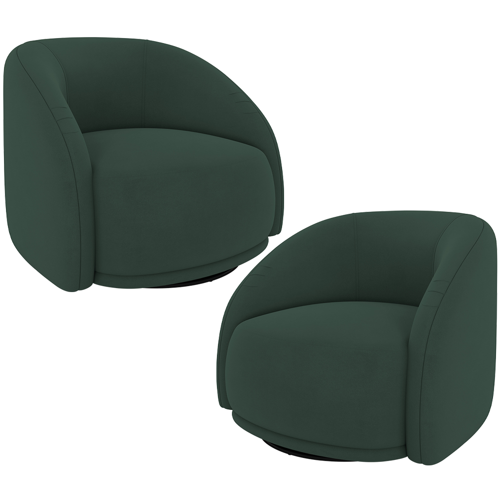 Kit 02 Poltronas Decorativas Giratória Angelina M03 Veludo Verde Musgo - Lyam Decor