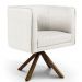 Kit 02 Poltronas Decorativas Giratória Base Giromad Betina D02 Linho Creme A-48 - Lyam Decor
