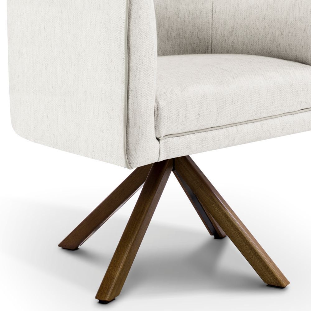 Kit 02 Poltronas Decorativas Giratória Base Giromad Betina D02 Linho Creme A-48 - Lyam Decor