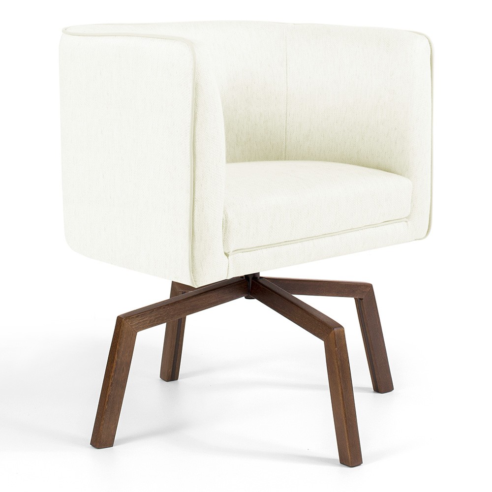Kit 02 Poltronas Decorativas Giratória Base Ka Betina D02 Corano Bege C-26 - Lyam Decor