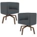Kit 02 Poltronas Decorativas Giratória Base Ka Betina D02 Corano Cinza C-03 - Lyam Decor