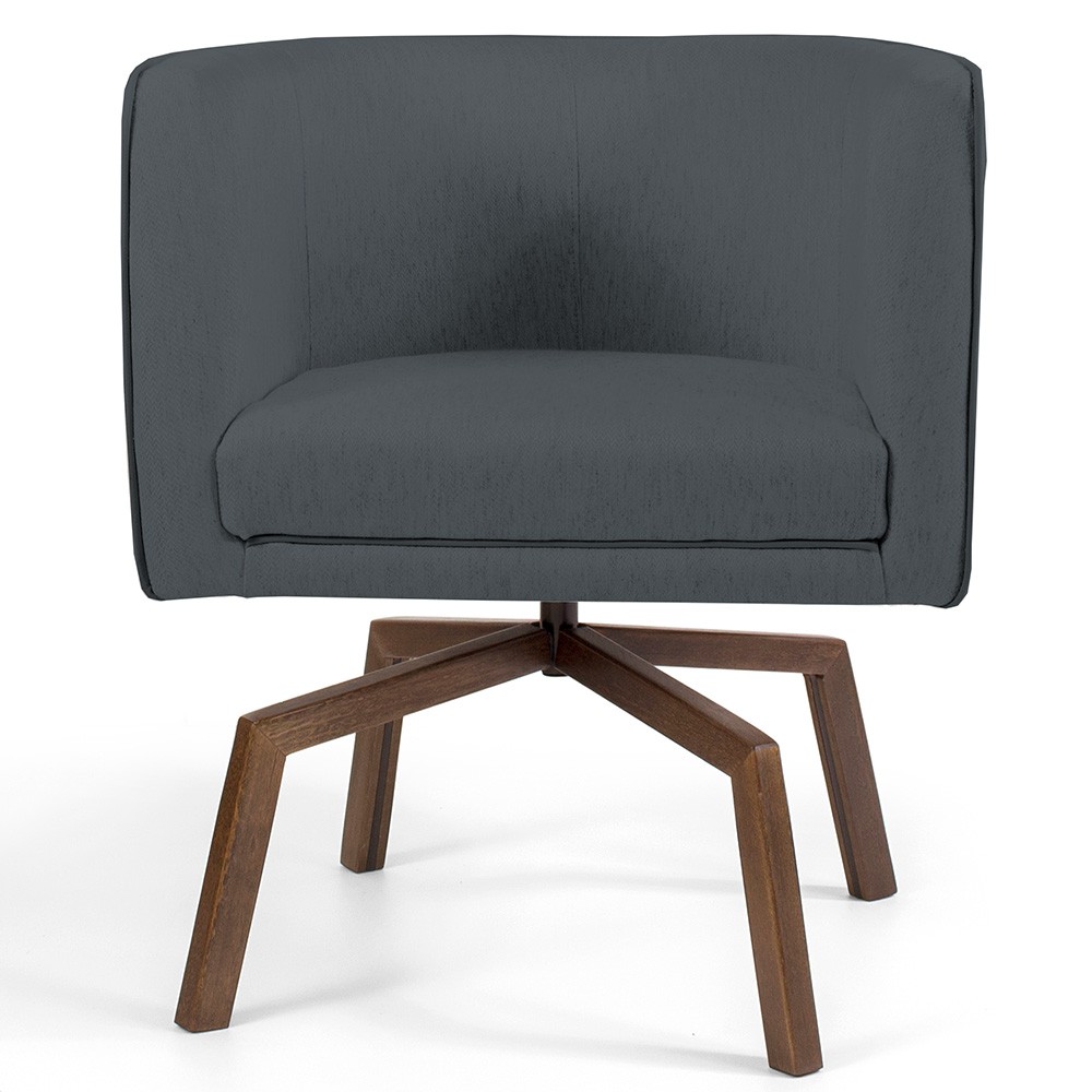 Kit 02 Poltronas Decorativas Giratória Base Ka Betina D02 Corano Cinza C-03 - Lyam Decor