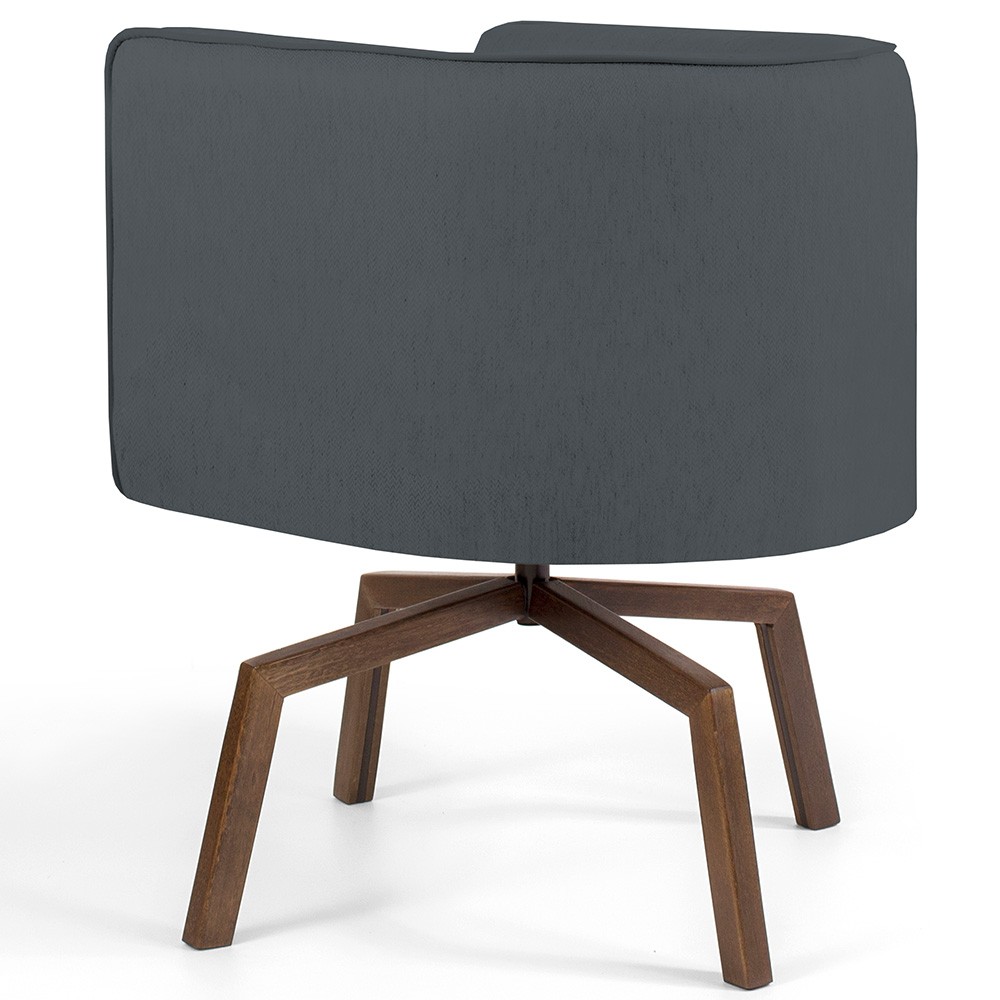 Kit 02 Poltronas Decorativas Giratória Base Ka Betina D02 Corano Cinza C-03 - Lyam Decor