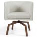 Kit 02 Poltronas Decorativas Giratória Base Ka Betina D02 Linho Bege C-107 - Lyam Decor