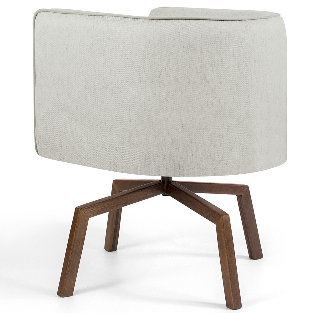 Kit 02 Poltronas Decorativas Giratória Base Ka Betina D02 Linho Bege C-107 - Lyam Decor