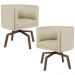 Kit 02 Poltronas Decorativas Giratória Base Ka Betina D02 Linho Bege C-129- Lyam Decor