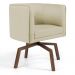 Kit 02 Poltronas Decorativas Giratória Base Ka Betina D02 Linho Bege C-129- Lyam Decor