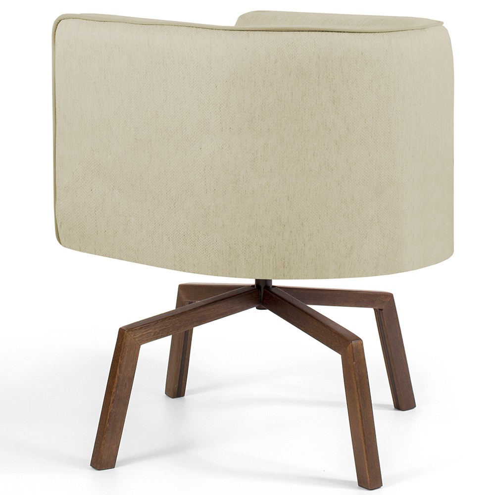 Kit 02 Poltronas Decorativas Giratória Base Ka Betina D02 Linho Bege C-129- Lyam Decor
