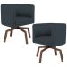 Kit 02 Poltronas Decorativas Giratória Base Ka Betina D02 Linho Chumbo C-465 - Lyam Decor