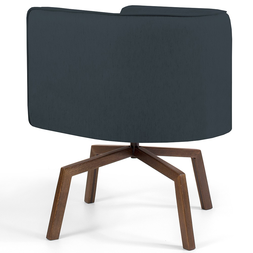 Kit 02 Poltronas Decorativas Giratória Base Ka Betina D02 Linho Chumbo C-465 - Lyam Decor