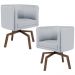 Kit 02 Poltronas Decorativas Giratória Base Ka Betina D02 Linho Cinza C-315 - Lyam Decor