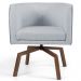 Kit 02 Poltronas Decorativas Giratória Base Ka Betina D02 Linho Cinza C-315 - Lyam Decor