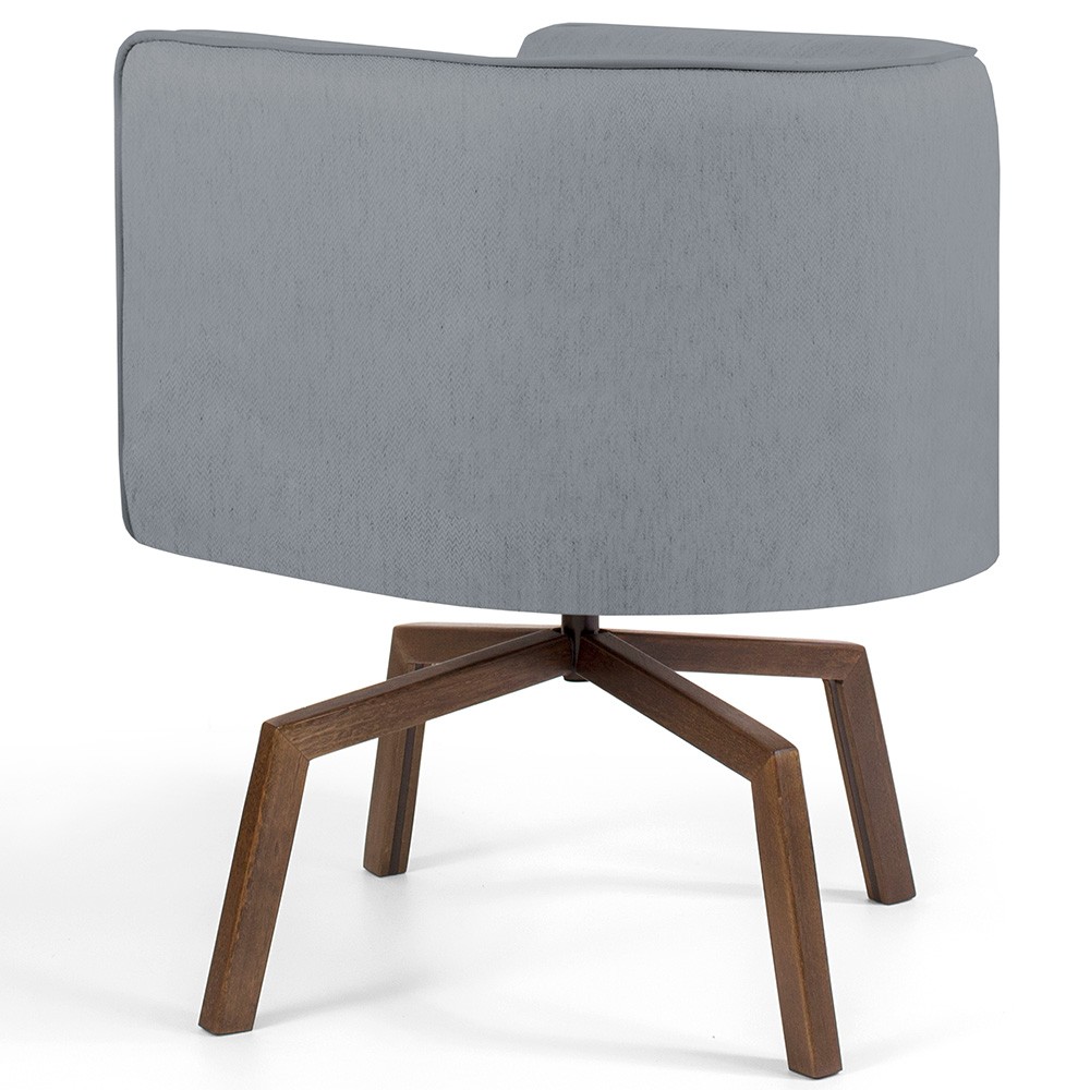 Kit 02 Poltronas Decorativas Giratória Base Ka Betina D02 Linho Cinza C-416 - Lyam Decor