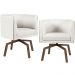 Kit 02 Poltronas Decorativas Giratória Base Ka Betina D02 Linho Creme A-48 - Lyam Decor