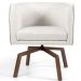 Kit 02 Poltronas Decorativas Giratória Base Ka Betina D02 Linho Creme A-48 - Lyam Decor
