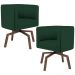 Kit 02 Poltronas Decorativas Giratória Base Ka Betina D02 Linho Verde Musgo C-117 - Lyam Decor