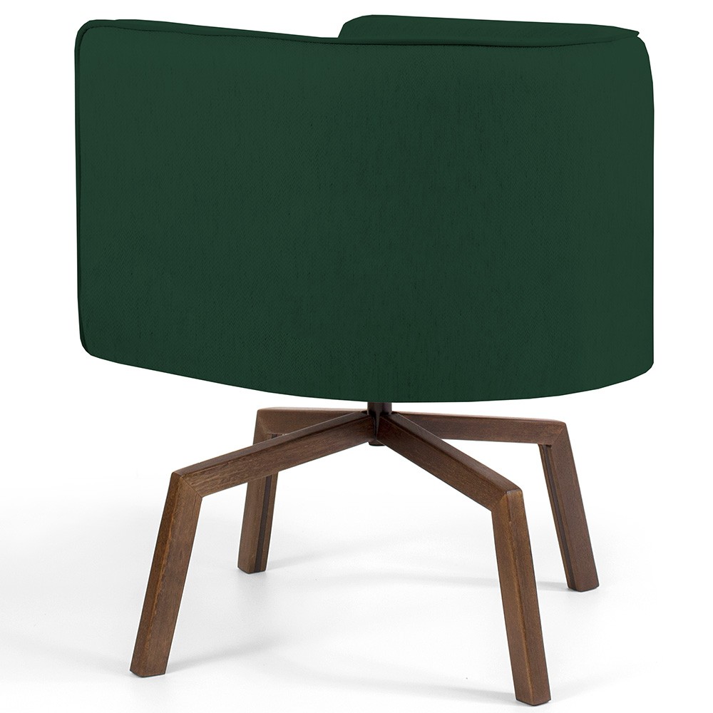 Kit 02 Poltronas Decorativas Giratória Base Ka Betina D02 Linho Verde Musgo C-117 - Lyam Decor