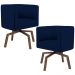 Kit 02 Poltronas Decorativas Giratória Base Ka Betina D02 Veludo Azul Oxford B-304 - Lyam Decor