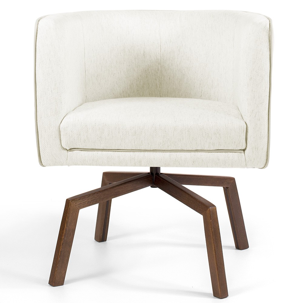 Kit 02 Poltronas Decorativas Giratória Base Ka Betina D02 Veludo Bege B-309 - Lyam Decor