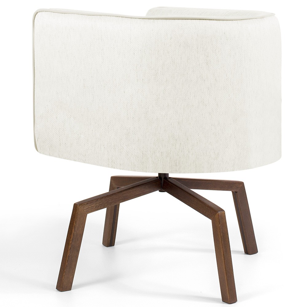 Kit 02 Poltronas Decorativas Giratória Base Ka Betina D02 Veludo Bege B-309 - Lyam Decor