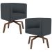 Kit 02 Poltronas Decorativas Giratória Base Ka Betina D02 Veludo Cinza B-317 - Lyam Decor