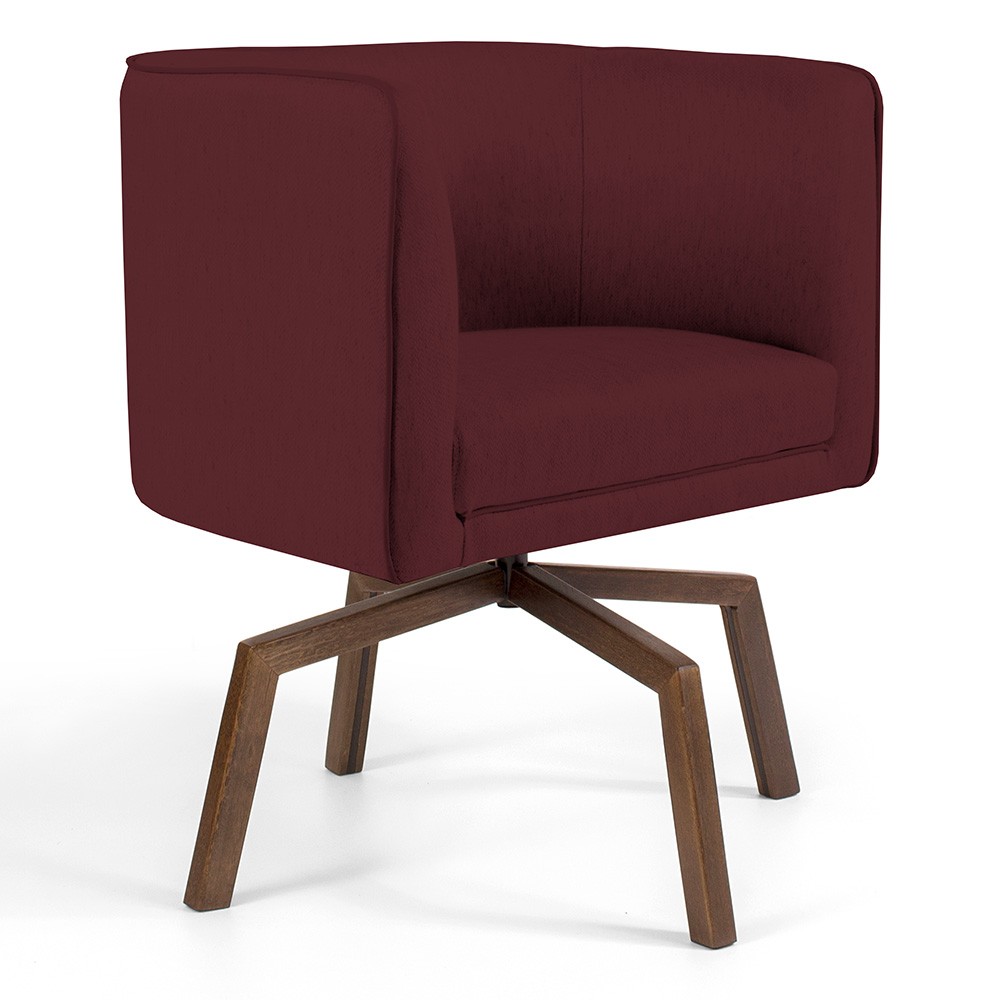Kit 02 Poltronas Decorativas Giratória Base Ka Betina D02 Veludo Marsala B-278 - Lyam Decor